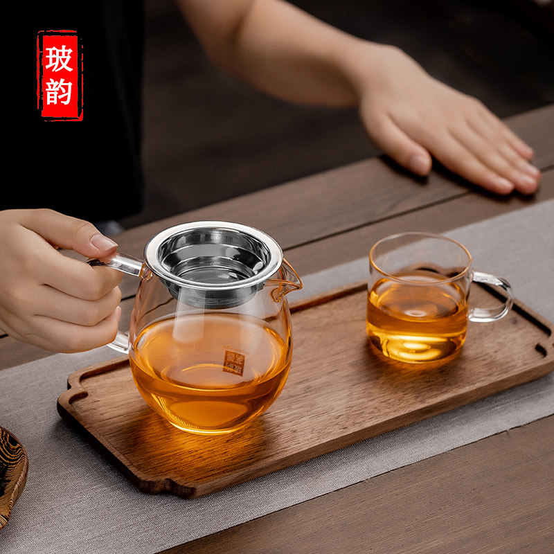 玻璃公道杯茶漏套装一体茶海单个功夫茶台配件加厚耐热分茶器_虎窝淘