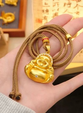 欧美跨境外贸越南沙金饰品镶钻平安扣弥勒佛笑佛公吊坠古法工艺