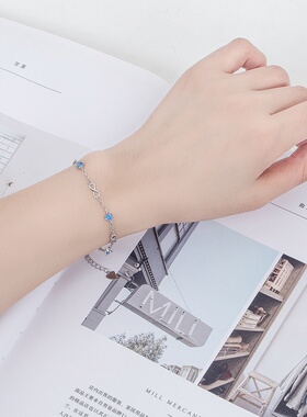 外贸轻奢银饰轻奢蓝锆石手链女 海洋之心时尚数字8手饰品爱恋手串