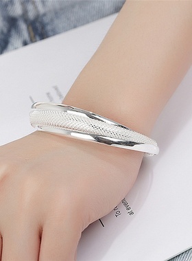 跨境外贸流行简约轻奢感银饰品 首饰版饰品双线网手环镀银时尚