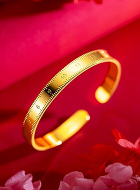 欧美跨境外贸越南沙金小众设计刻度尺子手镯镀金个性风潮开口手饰