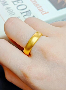 出口欧美跨境外贸越南沙金首饰品古法传承磨砂素圈戒指小众设计银