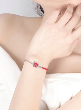 轻奢银饰时尚个性生肖牛手链女款转运福牛红绳手链女生三八节礼物