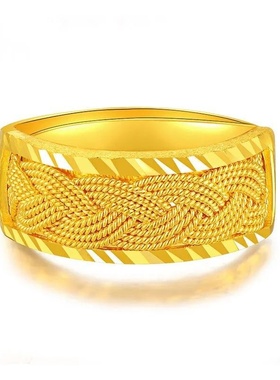 出口欧美跨境外贸活口麻花沙金戒指男女情侣戒指女感小众设计沙