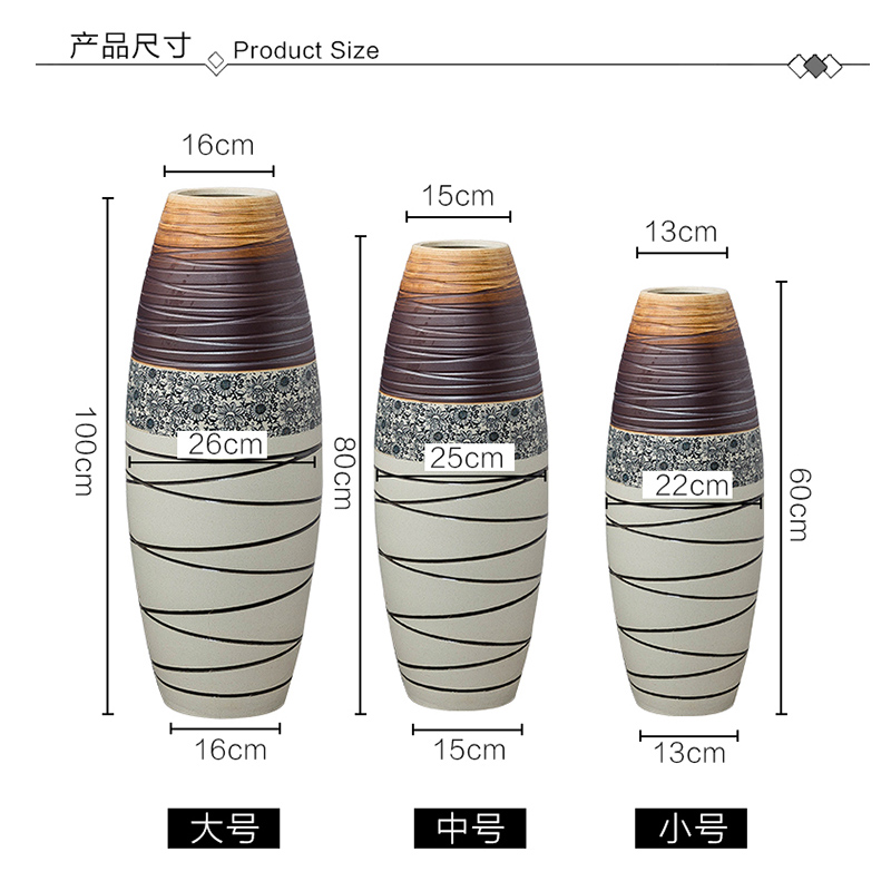 景德镇陶瓷落地大花瓶摆件高现代简约家居装饰客厅欧式干花插花大-图1