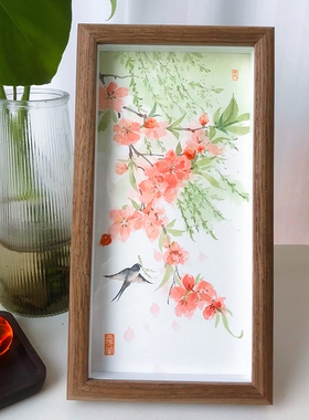 摆台新中式装饰国画原创桌面摆台