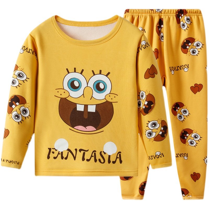 儿童冬天睡衣加绒加厚女童保暖套装男童卡通内衣长袖家居服童装,淘宝优惠券,粉丝福利购,淘宝优惠卷