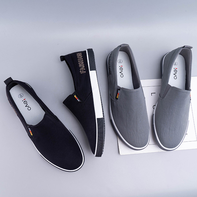 猎友男鞋一脚蹬帆布鞋青年透气低帮休闲鞋简约套脚老北京布鞋潮鞋