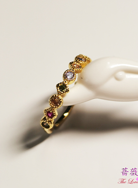 蔷薇之恋百搭925银镀金彩色锆石