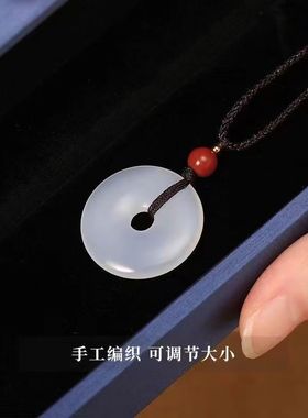 新中式白色平安扣项链女水晶吊坠