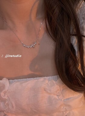 超闪锆石小花项链ins质感精致