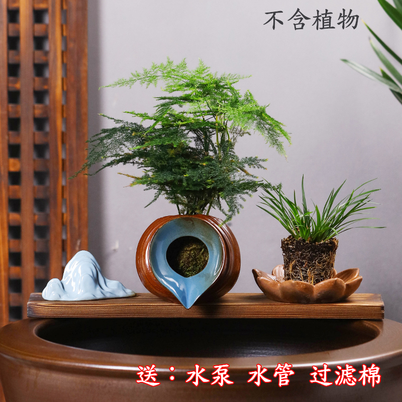 陶瓷罐流水过滤增氧鱼缸配件加湿器古法大号循环花园庭院造景diy - 图0