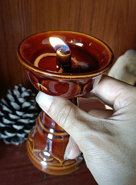 酥油灯灯盏供佛灯家用神明供奉灯盏陶瓷神灯家烛台长明灯老式煤油