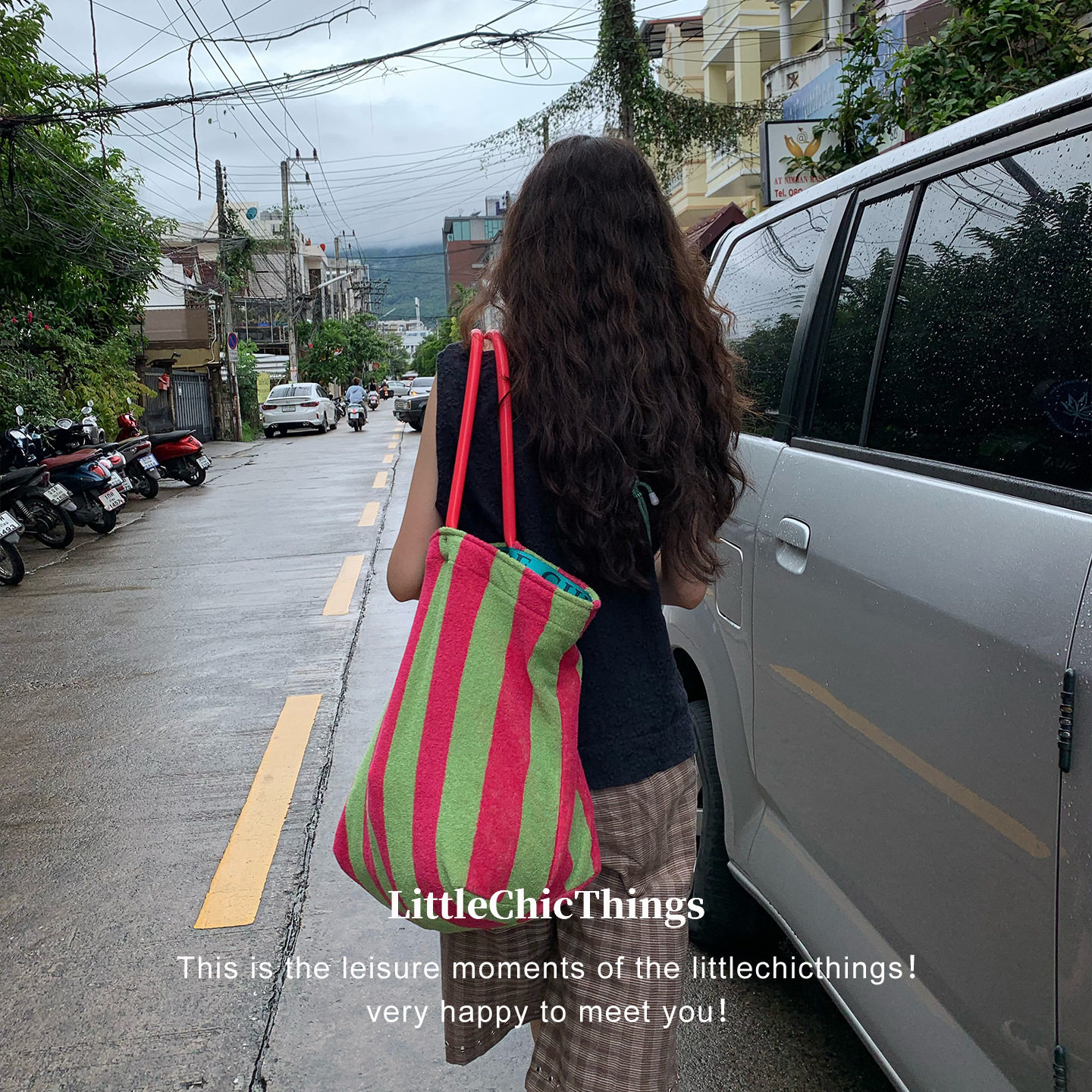 Korean generation ins2025 new large capacity red and green stripes