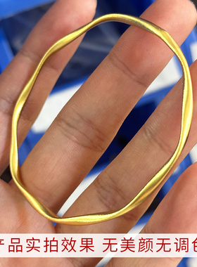 强保色沙金配件diy饰品古法金闭口磨砂莫比乌斯环手镯不规则素圈