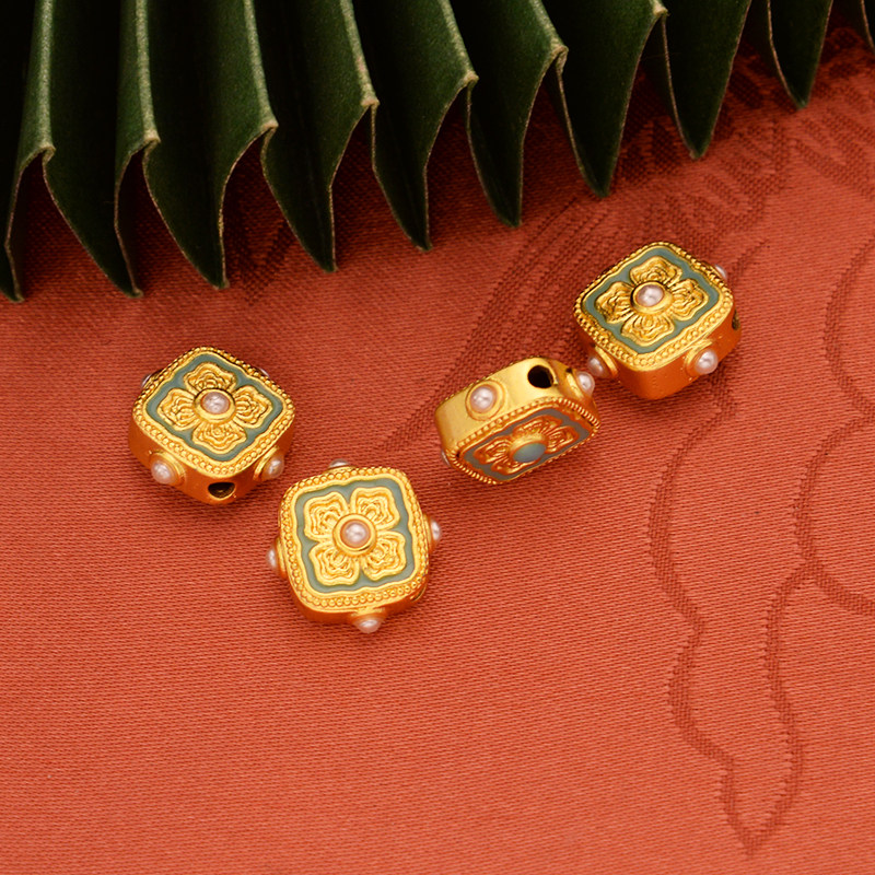 强保色沙金配件diy饰品古法金珐琅宋韵四合如意隔珠手链手绳配珠,淘宝优惠券,粉丝福利购,淘宝优惠卷