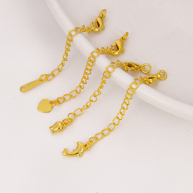 强保色18K包金饰品配件水滴心形尾链珍珠diy项链手链加长延长链,淘宝优惠券,粉丝福利购,淘宝优惠卷