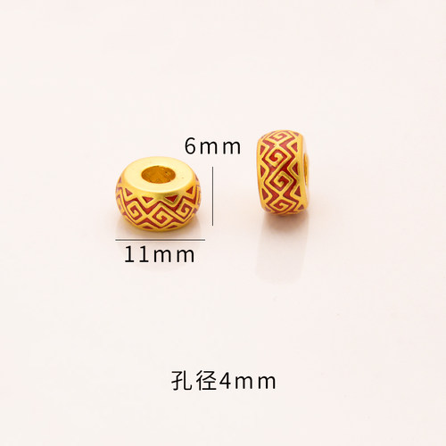 强保色沙金配件diy饰品古法金滴油万寿福疆桶珠手链手绳编织配珠 - 图0