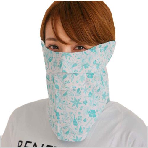 日本代购全覆盖眼角防晒面罩抗紫外运动型鼻部嘴部开口日式花朵 - 图0