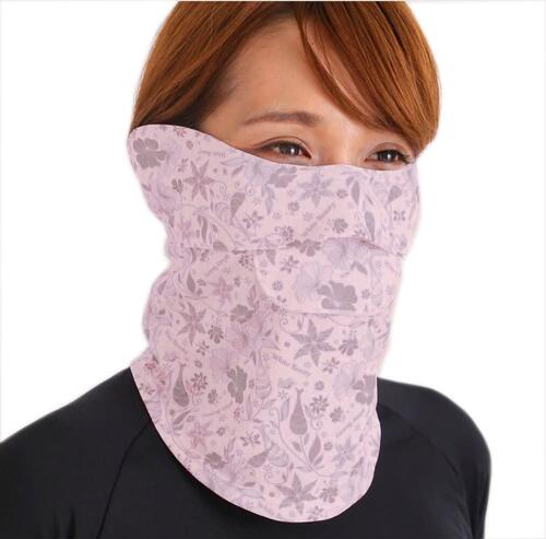 日本代购全覆盖眼角防晒面罩抗紫外运动型鼻部嘴部开口日式花朵 - 图1