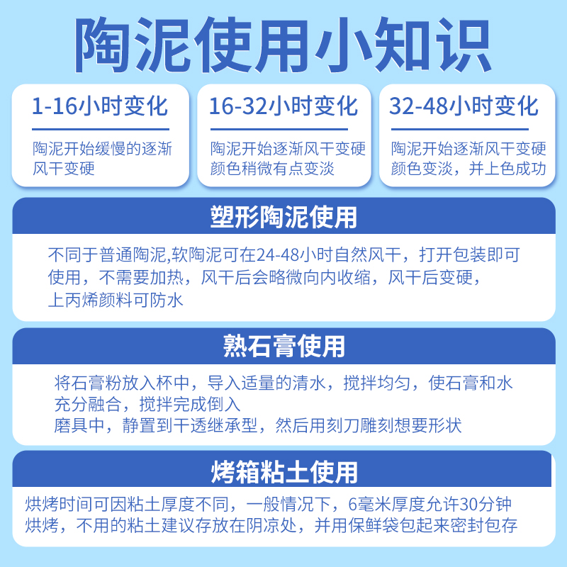 蒙玛特石塑粘土diy材料包免烧免烤黏土可塑泥土软陶泥手工手办专用粘土儿童玩具模型配钥匙模具制作工具套装-图3