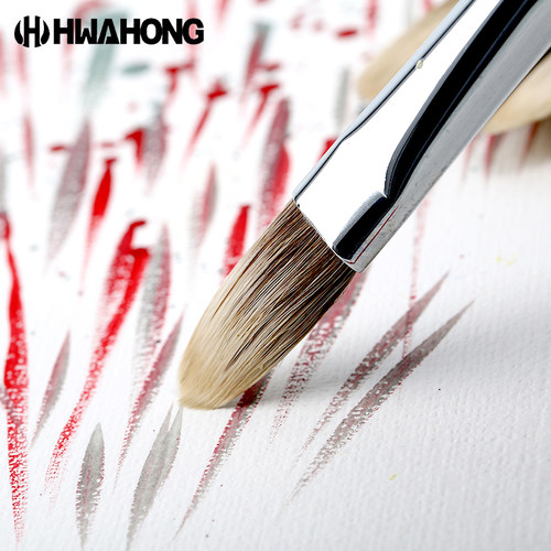 韩国 HWAHONG 华虹系列椭圆头动物毛油画笔/水彩/丙烯画笔866 - 图1