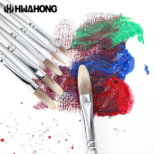 韩国 HWAHONG 华虹系列椭圆头动物毛油画笔/水彩/丙烯画笔866 - 图2