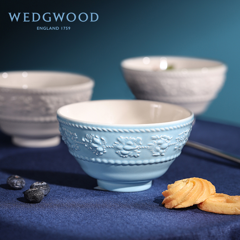 WEDGWOOD威基伍德欢愉假日11cm米饭碗高足餐碗家用陶瓷碗树莓进口-图1