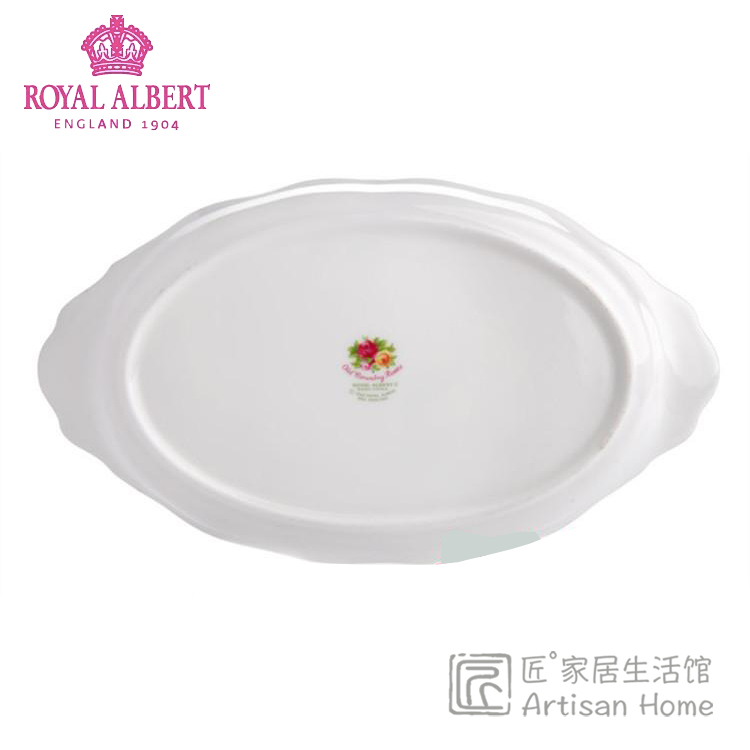 现货英国Royal Albert乡村老镇玫瑰25cm双耳托盘Old Country Rose - 图1