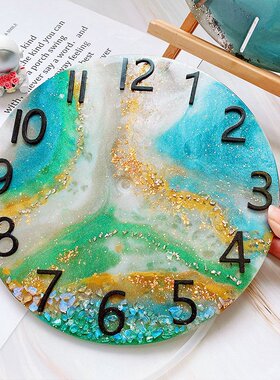 滴胶模具圆形钟表盘diy手工饰品水晶滴胶数字时钟机芯硅胶模QW54