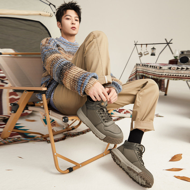 康奈男鞋冬季复古加绒加厚潮流休闲深口棉鞋户外步行休闲靴高帮鞋,淘宝优惠券,粉丝福利购,淘宝优惠卷