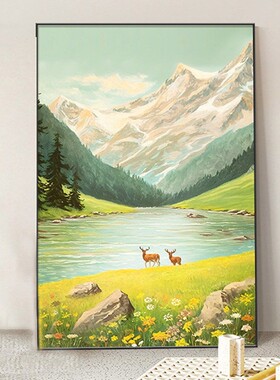 日照金山装饰画客厅落地画山水风景挂画沙发背景墙级感玄关壁画