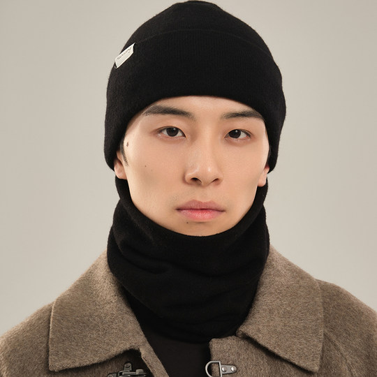 Hansang pure wool hat and scarf all-in-one men's winter cold protection