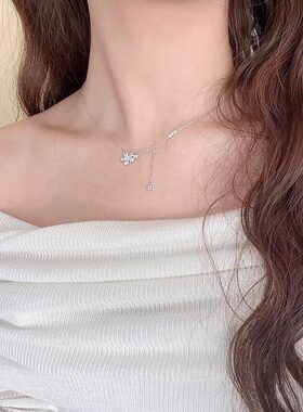 范琦「蝶恋花」纯银s999花朵蝴蝶项链女轻奢小众高级感锁骨链生日
