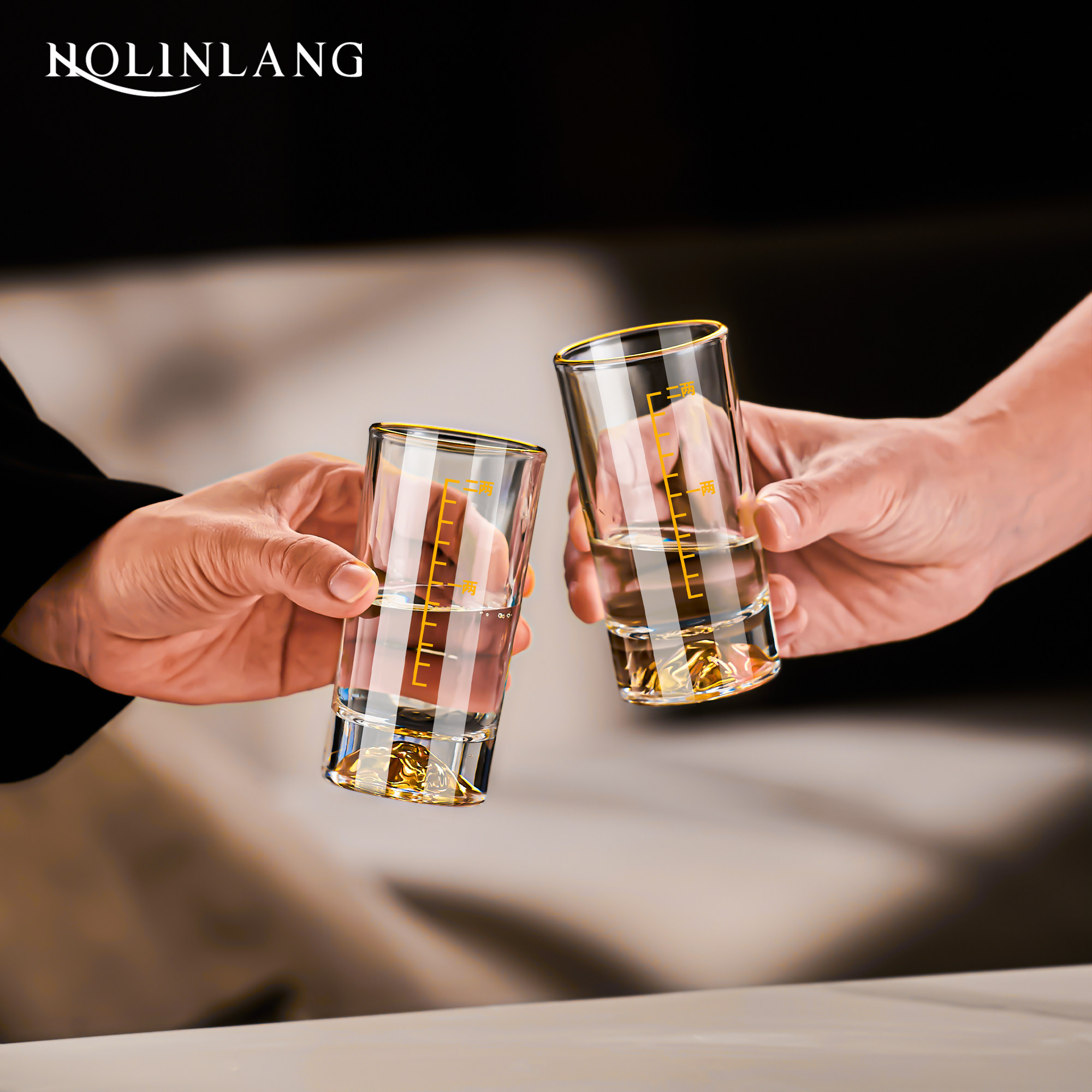 轻奢麋鹿杯架金箔金山一两二两白酒杯高档创意玻璃杯酒具套装,淘宝优惠券,粉丝福利购,淘宝优惠卷