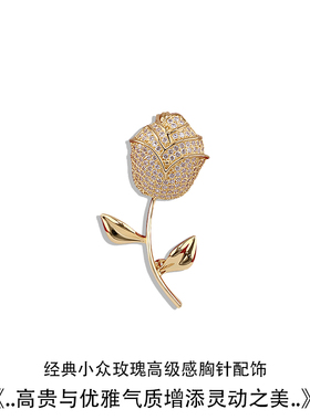 高端时尚玫瑰胸针女防走光送礼