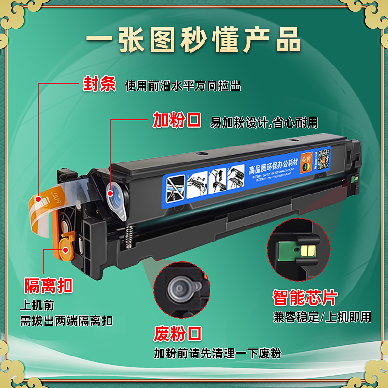 m255dw易加粉墨粉盒通用惠普M255DW彩色MFP多功能打印机7KW64A硒鼓206A墨盒hp255dw晒鼓w2110a 207X粉盒w2210-图1