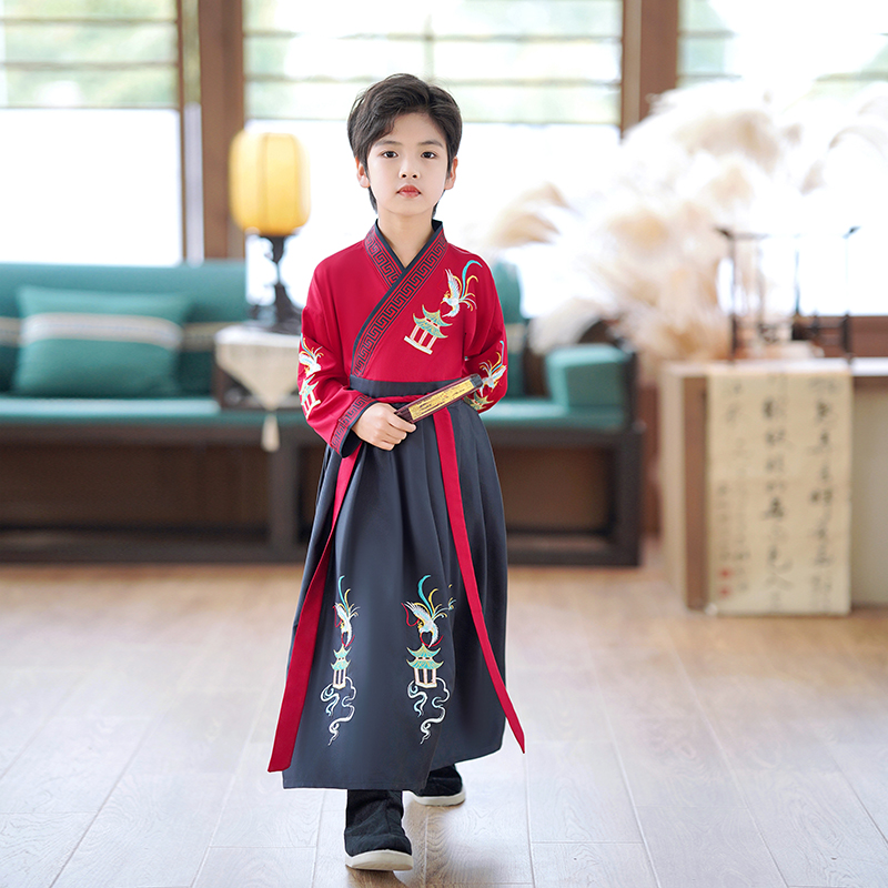 儿童汉服男童国学服男孩中国风古装女童小学生书童服装演出服春秋