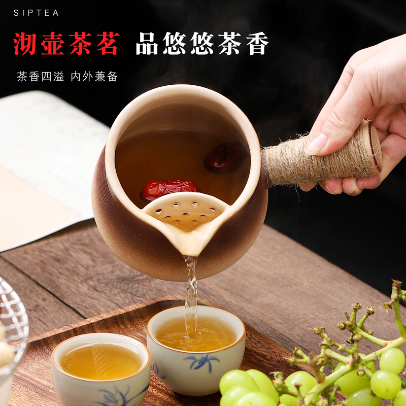 围炉煮茶壶罐罐茶烤奶茶侧把壶碳火煮茶炉明火陶罐家用煮茶器室内-图0