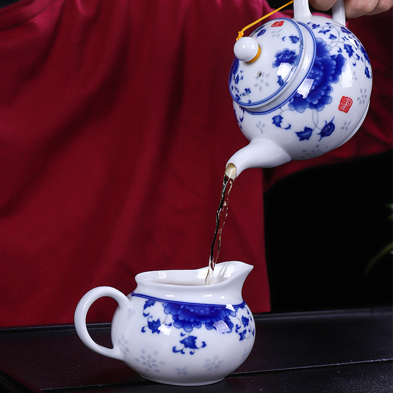 青花瓷功夫茶具套装陶瓷家用盖碗茶壶茶杯小套办公简约茶道整套-图2