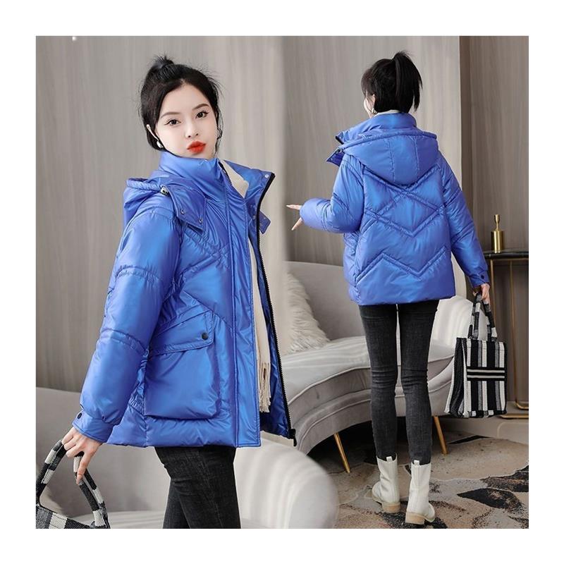 冬季新款时尚连帽羽绒棉衣加厚保暖亮面免洗显瘦棉服女外套潮同款 - 图3