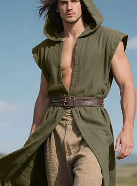Men'smedievalhoodedrobe长袍