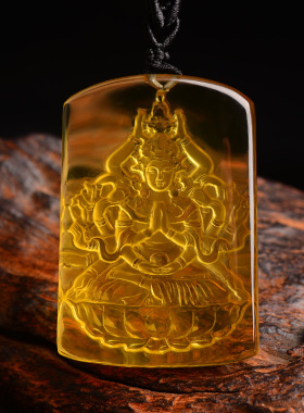 孤品属鼠千手观音项链天然黄水晶