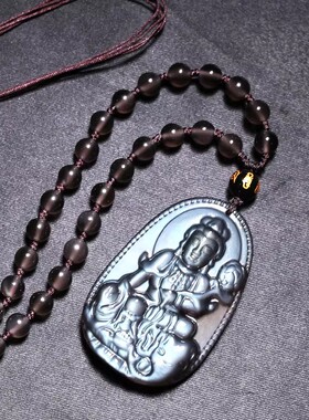 蓝眼冰种黑曜石普贤菩萨项链本命佛生肖龙蛇守护神吊坠男女礼物