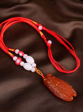 知了红玛瑙一鸣惊人事业运吊坠