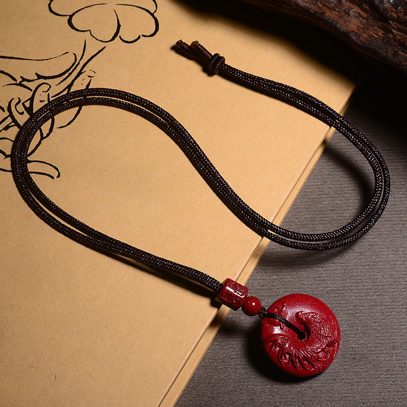 朱砂生肖鸡金鸡报捷丹凤兰芝吊坠 宫妃项坠/吊坠