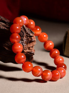 天然石碑护身符红手链蚕丝玛瑙