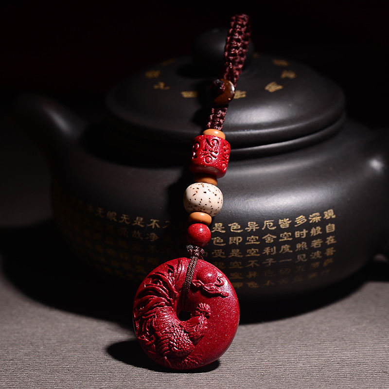 朱砂生肖鸡金鸡报捷丹凤兰芝吊坠 宫妃项坠/吊坠