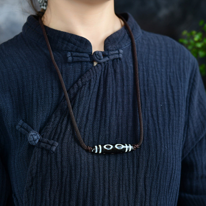 传世三眼天珠天然西藏至纯老天珠 宫妃项坠/吊坠