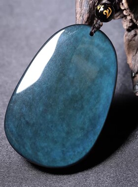 孤品蓝眼黑曜石属羊猴吊坠大日如来菩萨生肖羊猴本命佛男士项链